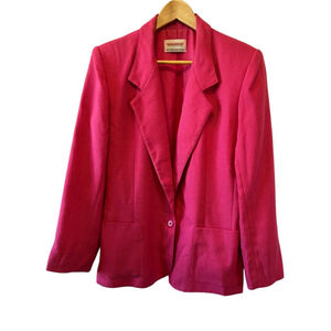 VINTAGE Hot Pink One Button Oversized Long Sleeve Blazer Jacket 10